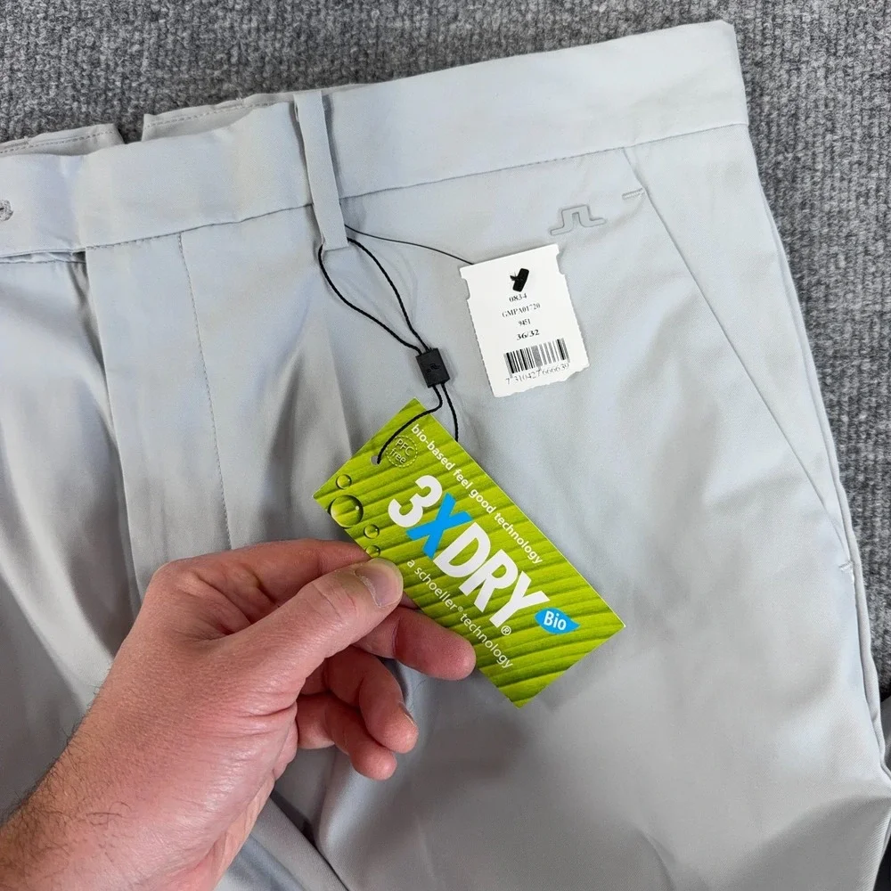J.Lindeberg Golf Pant Men 36x32 Stone Gray Palmer 3xDRY Performance Designer NEW